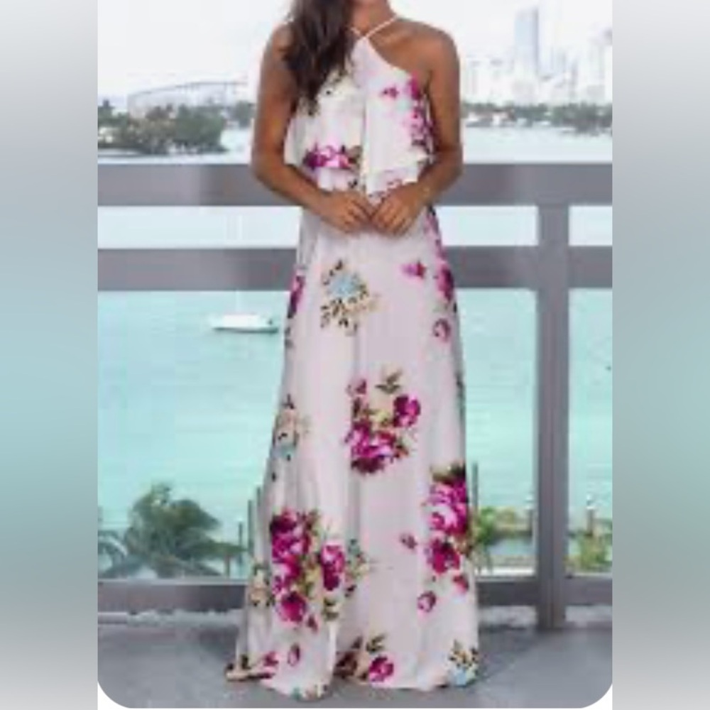 Style Rack Floral Maxi Dress with cut out sides size S